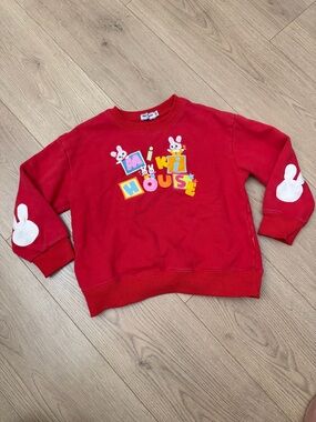 Miki house Kids Red Graphic Pullover Sweatshirt with Bunny Details size 130cm